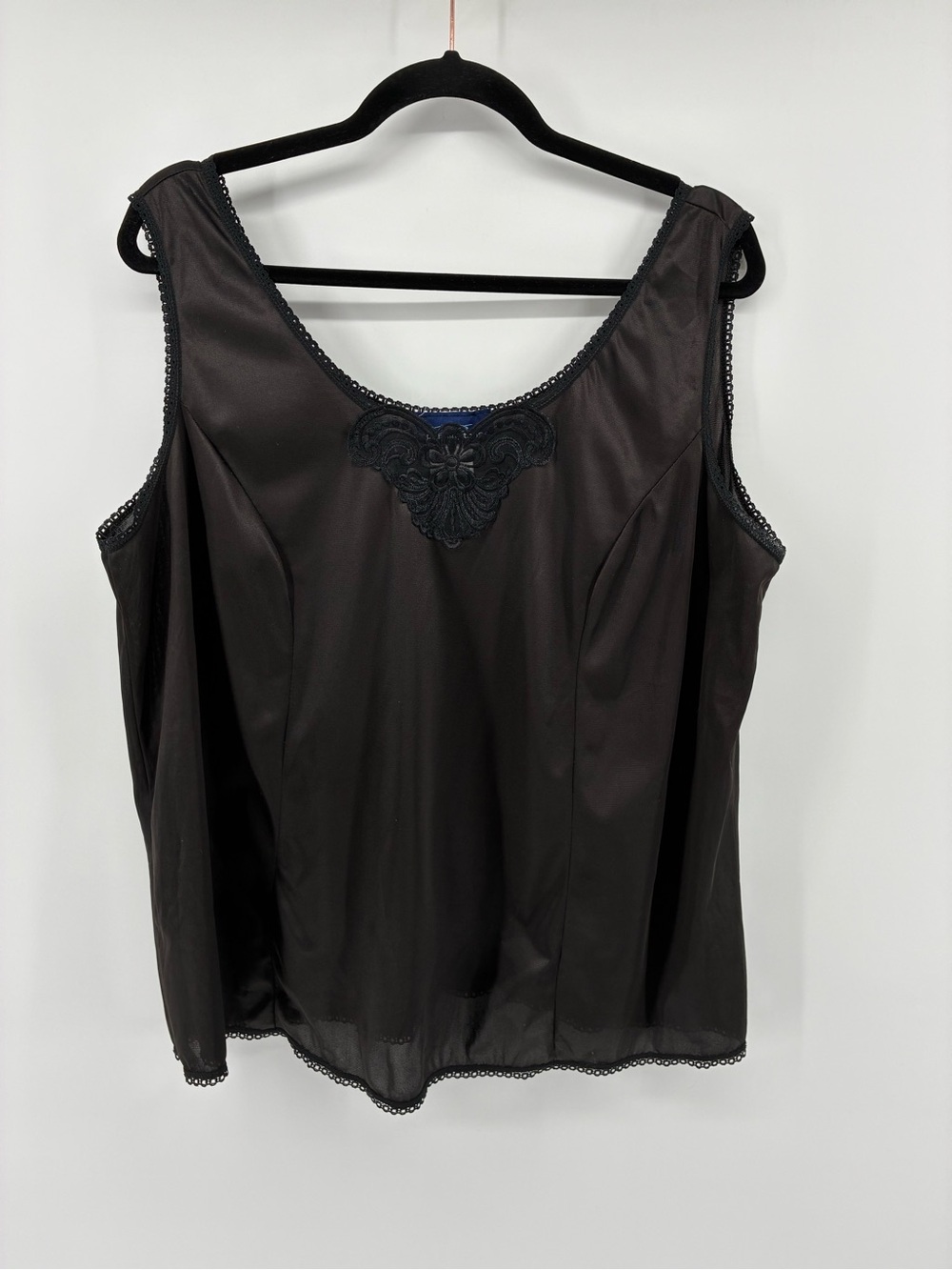 Penningtons Black Lace-Trim Sleeveless Women's Top Tank Night Sleep